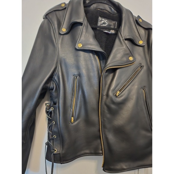 Branded Garments Vtg Leather Motorcycle Jacket - Detachable Sherpa 46 *Heavy USA - Picture 1 of 16